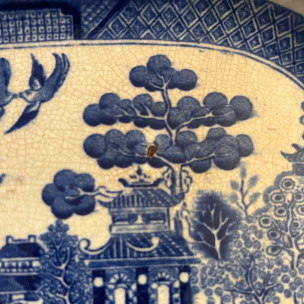 Antique Ridgeway Semi China England Blue Willow plate